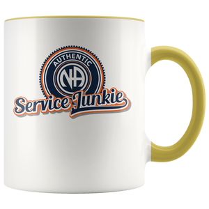 "Authentic NA Service Junkie" Narcotics Anonymous Coffee Mug yellow
