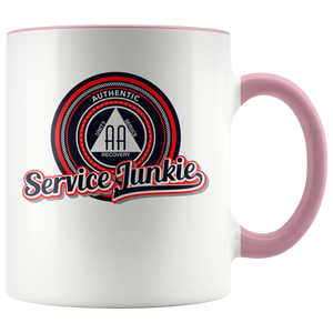 "Authentic AA Service Junkie" Alcoholics Anonymous Coffee Mug pink