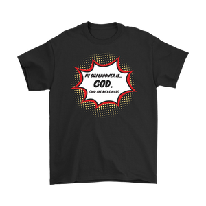 "My Superpower is God" 12-step recovery t-shirt - Black