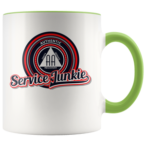 "Authentic AA Service Junkie" Alcoholics Anonymous Coffee Mug green