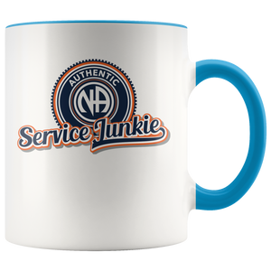 "Authentic NA Service Junkie" Narcotics Anonymous Coffee Mug blue