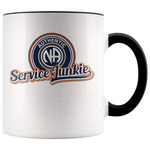 "Authentic NA Service Junkie" Narcotics Anonymous Coffee Mug black