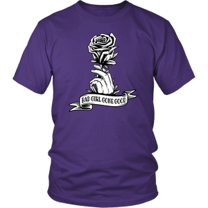 "Bad Girl Gone Good" purple women's t-shirt is the perfect unique recovery gift!