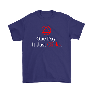 "AA One Day It Just Clicks" Alcoholics Anonymous Logo T-shirt