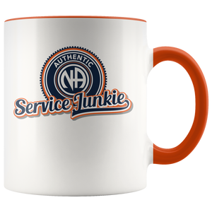 "Authentic NA Service Junkie" Narcotics Anonymous Coffee Mug orange
